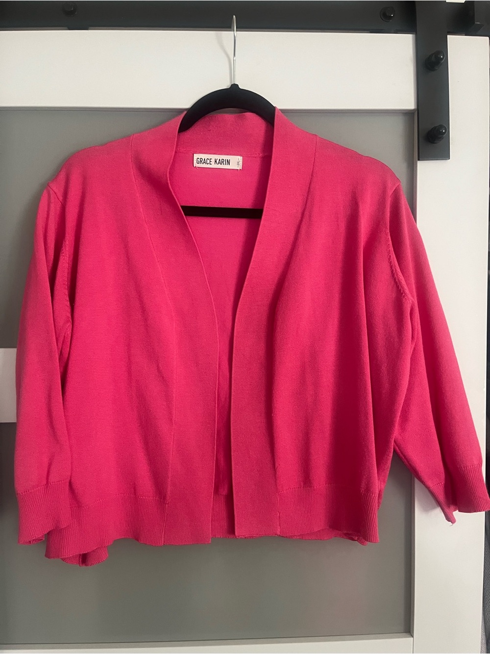 Grace Karin Open-Front Bright Pink Knit Cardigan Shrug